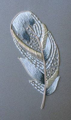 ♒ Enchanting Embroidery ♒ embroidered feather | Royal School of needlework Virginia