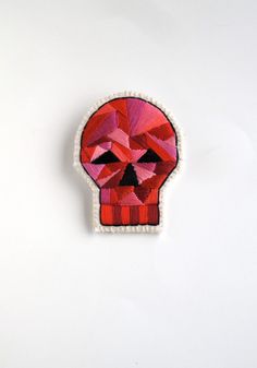 #Skull brooch with geometric design embroidered by #AnAstridEndeavor #Halloween #jewelry