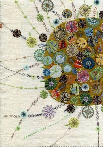 ♒ Enchanting Embroidery ♒ nancy nicholson flower embroidery..contemporary scandi folk art style