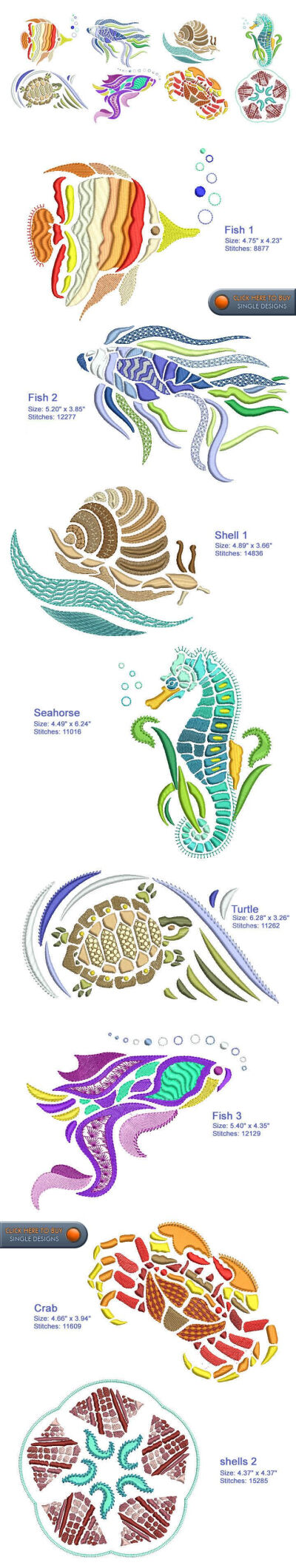 SEA LIFE Embroidery Designs Free Embroidery Design Patterns Applique