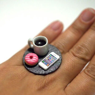 Kawaii Cute Japanese Miniature Food Ring Day by fingerfooddelight, $12.00