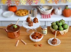 Miniature Making Caramel Apples Set by CuteinMiniature on Etsy