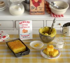 Miniature Making Cornbread Set by CuteinMiniature on Etsy