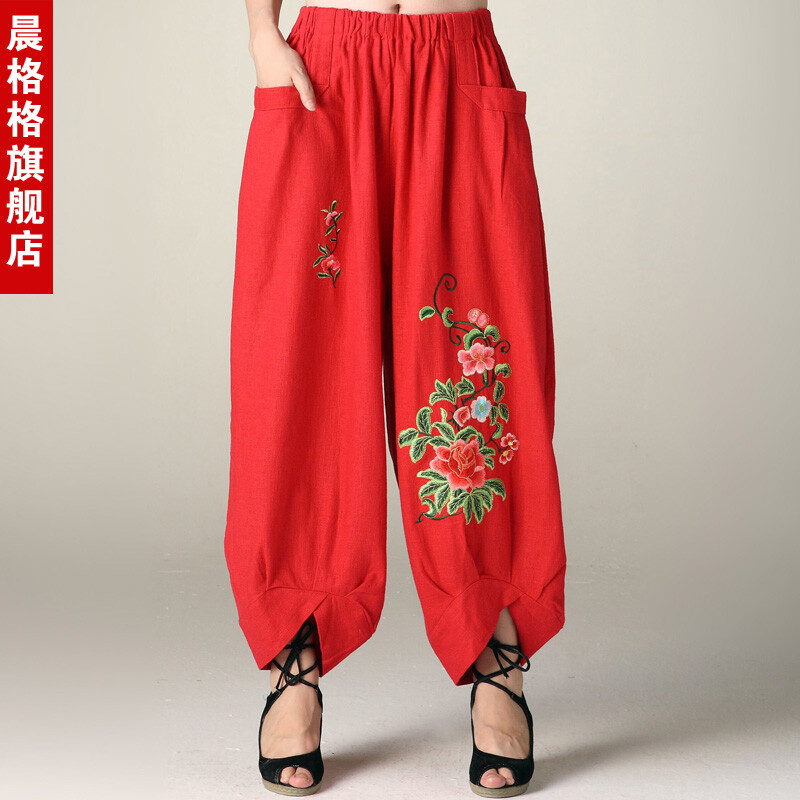 晨格格独家热卖已卖数千条 ，红黑二色，宽松灯笼裤，民族风味十足。