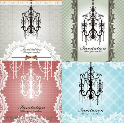 吊灯花边背景矢量素材