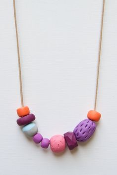 HANDMADE CLAY BEAD NECKLACE AVAILABLE AT JESSINOONAN.ETSY.COM