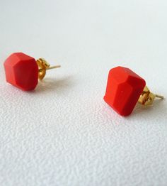 hot red geo earrings #jewelry #clay #sculpey