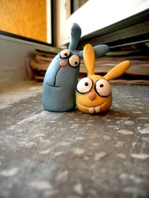 polymer clay toys.rabbits handmade work