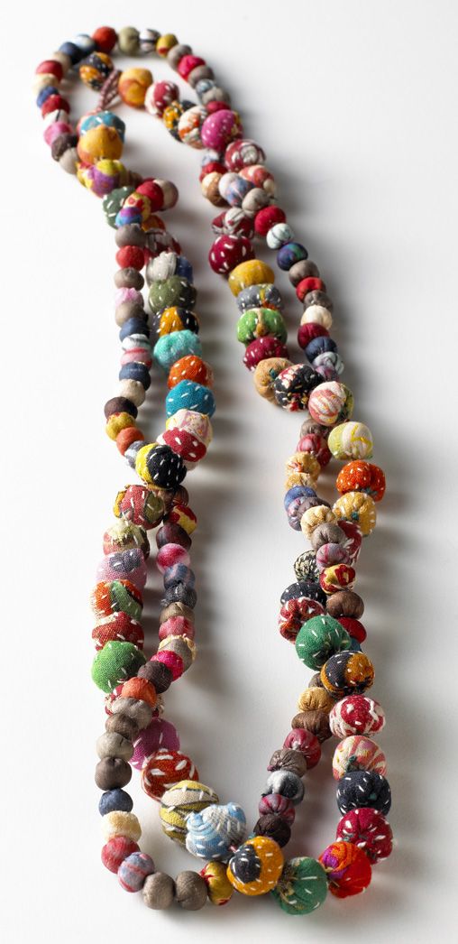 Silk Sari Bead Necklace Set - Recycled You'll never see your necklace on anyone else, because each bead is handmade from vintage recycled silk sari fabric, so no two look exactly alike. Designed and created by Indian artisans. Handmade jewelry can be found in the museum's collection. Chicago Art …