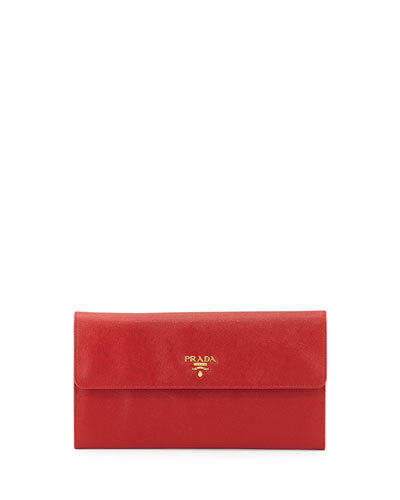 Prada Saffiano Flap Travel Wallet