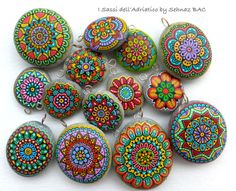 Hand Painted Stone Mandala Pendant by ISassiDellAdriatico on Etsy