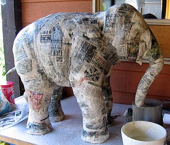 Paper Mache Elephant, included on the site is a great recipe for paper mache clay, which is good for modeling fine details