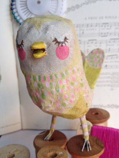 Little Yellow Paper Mache Bird