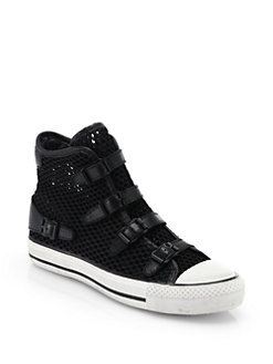 Ash - Vanessa Leather-Trimmed Mesh High-Top Sneakers
