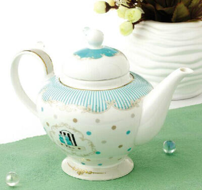 英式下午茶 茶具 优质骨瓷 镀金条纹 欧式金箔茶壶 带过滤