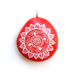 Hand Painted Stone Mandala Pendant https://www.facebook.com/ISassiDelladriatico