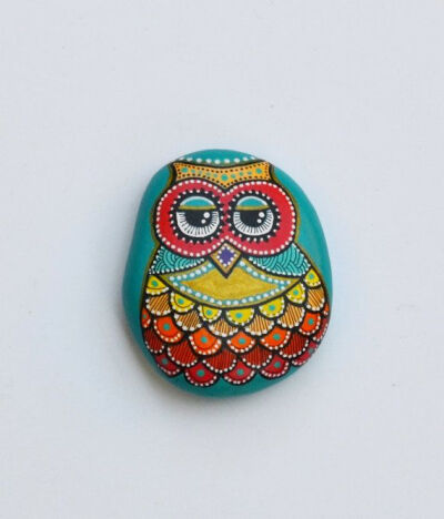 Hand Painted Stone Owl by ISassiDellAdriatico on Etsy, €15.00