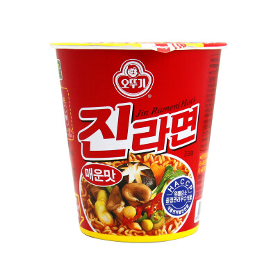 韩国进口食品/韩国方便面 不倒翁 辣味 真拉面 杯装 65g