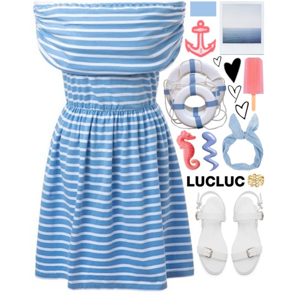 #lucluc @lucluc Shopping on: http://www.lucluc.com Dress: http://www.lucluc.com/dresses/lucluc-blue-striped-off-the-shoulder-dress.html Ring: http://www.lucluc.com/accessories/rings/lucluc-gold-chain-hollow-ring.html