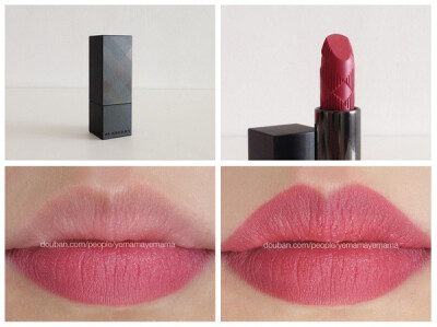 Burberry Lip Velvet - 307 Rose Pink. 偏冷的玫瑰色。颜色亮得很适中，有提亮气色的效果但是不会显得很突兀，就算是上班擦也很适合。唯一不好的就是真的非常干