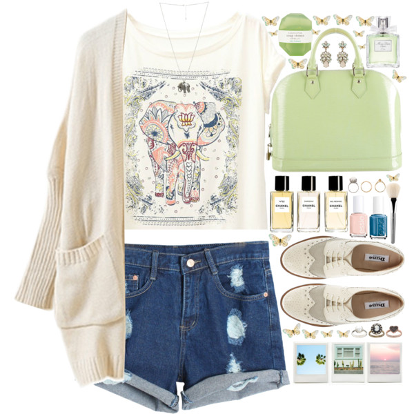 A fashion look from April 2015 featuring elephant shirt, jean shorts and oxford shoes. Browse and shop related looks.