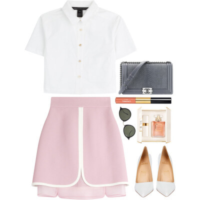 A fashion look from April 2015 featuring crop top, Giambattista Valli and high heel shoes. Browse and shop related looks.