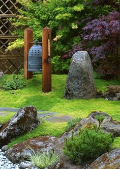 .Just love this, especially the Bell between the posts. Could be used as a Sacred Space.