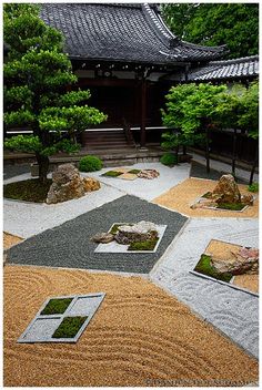 Modern Zen Garden at Shinnyo-do in Kyoto, Japan by Chisao Shigemori