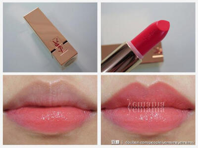 YSL Pur Couture - 17 Rose Dahlia. 这个颜色我知道应该很多人会喜欢吧=w= 其实我觉得太亮了，买只是因为BA的service太好了。有点果冻感，一点也不像她说的是半雾面TuT 另外玫瑰香味有点重