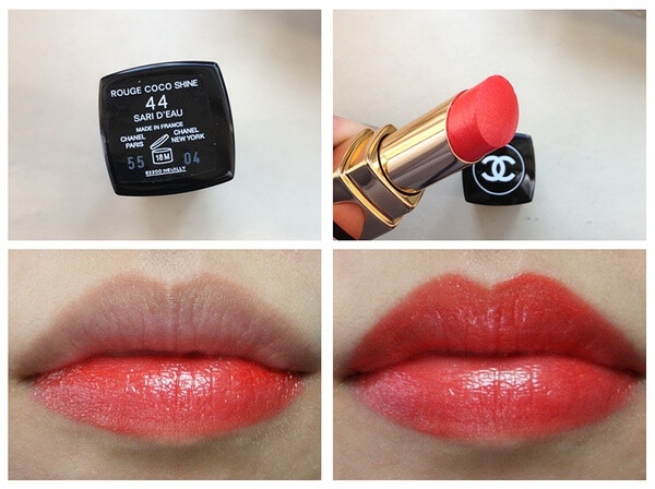 Chanel Rouge Coco Shine - 44 Sari D'eau. 用单反好难拍，总是对不上焦 = =