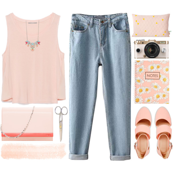 A fashion look from April 2015 featuring zara t shirts, high-waisted jeans and asos shoes. Browse and shop related looks.