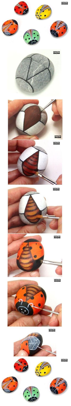 DIY Painted Stone Ladybug