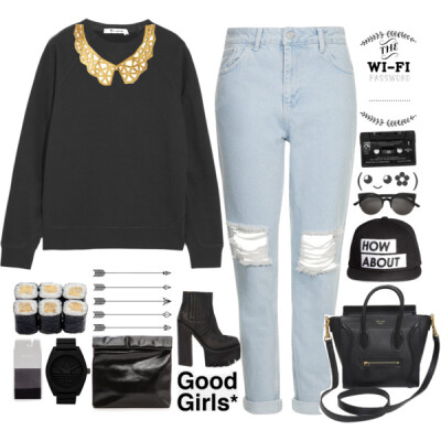 A fashion look from April 2015 featuring T By Alexander Wang, distressed jeans and sheer tights. Browse and shop related looks.