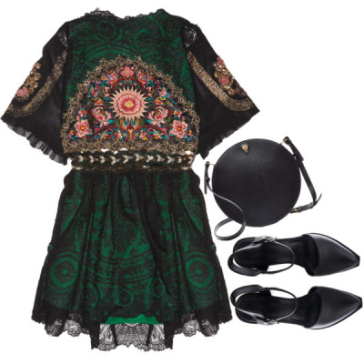 A fashion look from May 2015 featuring black cocktail dresses, heeled sandals and leather shoulder bag. Browse and shop related looks.