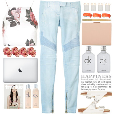 A fashion look from May 2015 featuring white crop top, birkenstock shoes and evening handbags. Browse and shop related looks.