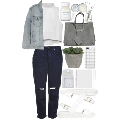 A fashion look from May 2015 featuring crop shirts, jean jacket and ripped jeans. Browse and shop related looks.