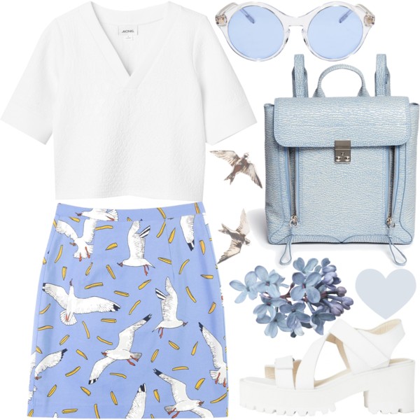 A fashion look from May 2015 featuring crop top, mini skirt and white shoes. Browse and shop related looks.