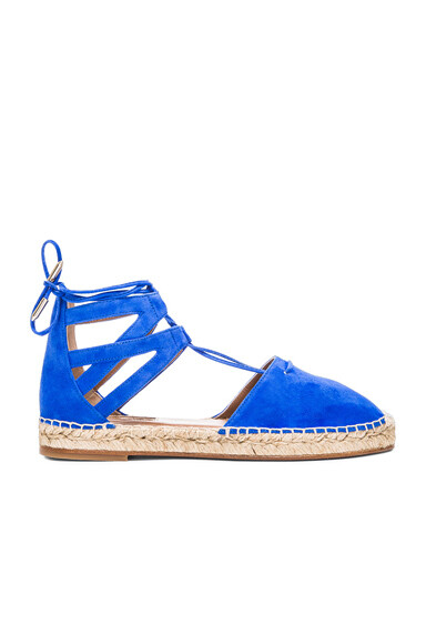 Aquazzura Belgravia Suede Espadrilles in Mondrian Blue