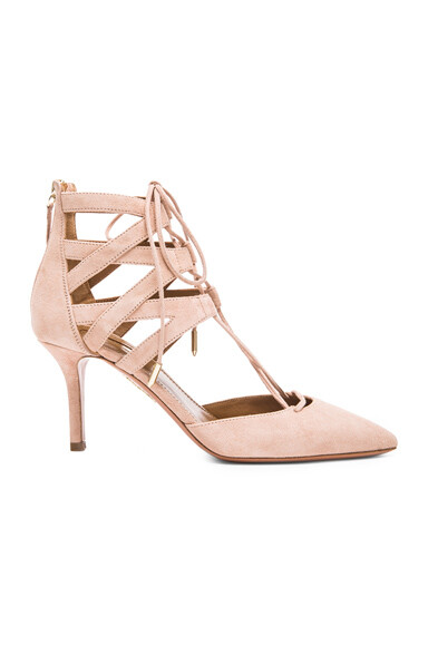 Aquazzura Belgravia Suede Heels in Vintage Pink