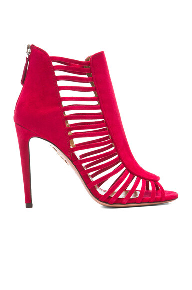 Aquazzura Follow Me Suede Booties in Dark Rose