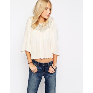 Abercrombie&amp;amp; Fitch Kimono Sleeve Crochet Trim Top