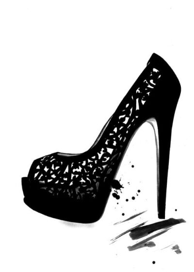 鞋子手绘效果图 fashion shoes illustration 高跟鞋手稿素材