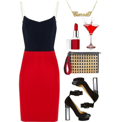 A fashion look from May 2015 featuring red dress, genuine leather handbags and box chain necklace. Browse and shop related looks.