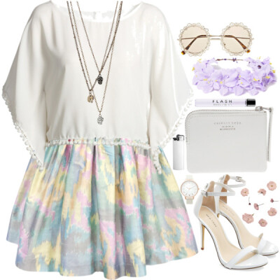 A fashion look from May 2015 featuring crop top, short skirts and white pumps. Browse and shop related looks.