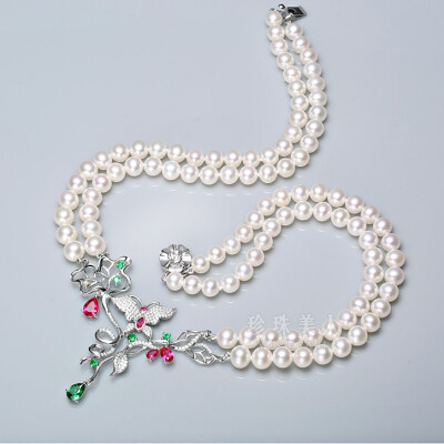 珍珠美人2015独家原创设计春夏新品珍珠项链，彩色宝石与珍珠相映，细致勾勒梦幻美妙