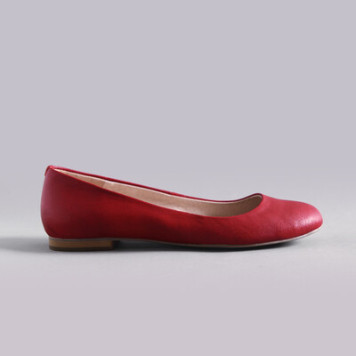 LIGER FOREST 时尚单鞋新款女鞋 舒适真皮复古公主鞋女平底鞋红色
