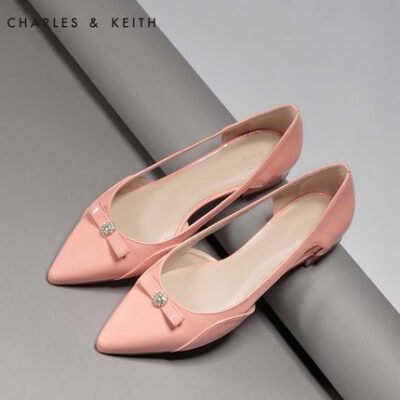 尖头单鞋 水钻蝴蝶结Charles Keith CK1-70300302淑女平跟鞋 单鞋