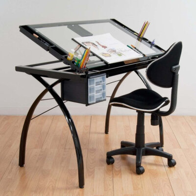 Fancy - Futura Drafting Table with Glass Top