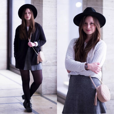 Laura - New Yorker Pullover, H&amp;amp;M Skirt, Asos Bag, Vagabond Shoes, H&amp;amp;M Blazer, H&amp;amp;M Hat - Night Out