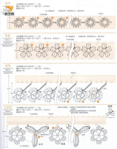 怎样编织蕾丝边？手工钩针编织超美蕾丝花边详细花样图解教程